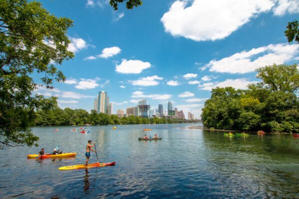 Austin texas kayaking and paddleboarding at lady bird lake
