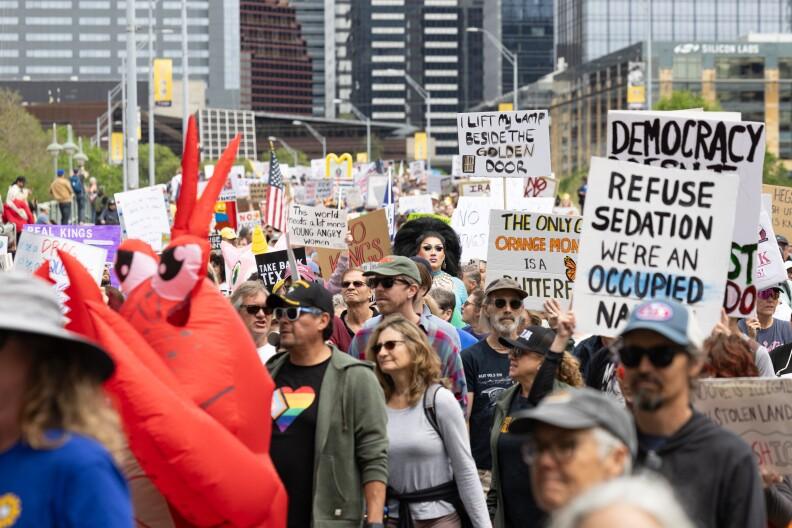 "Thousands Rally in Downtown Austin for 'No Kings' Protest: Answering the Call to Fight"