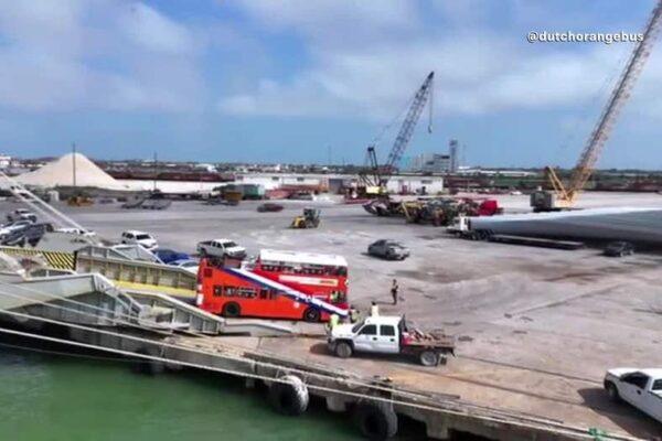 Netherlands’ Iconic Orange Double Decker Bus Arrives in Galveston for 2026 FIFA World Cup