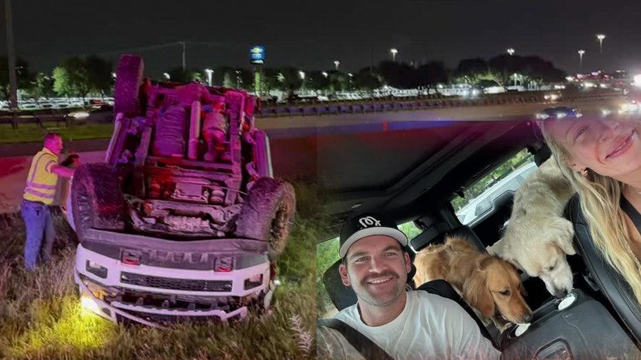 Heroic Off Duty Paramedic and Drivers Rescue Family and Pets from Grapevine Rollover Accident