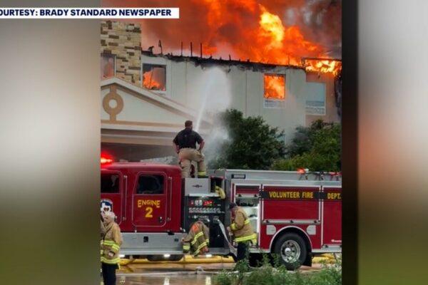Hotel in Brady Engulfed by Massive Fire Following Lightning Strike