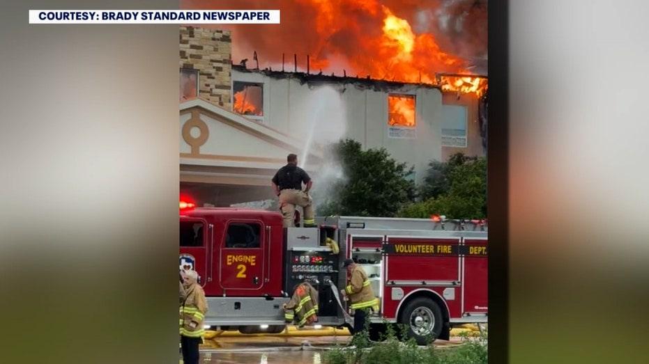 Hotel in Brady Engulfed by Massive Fire Following Lightning Strike