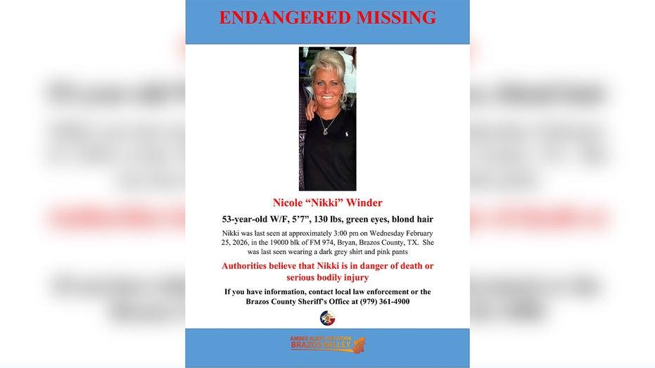 Blood Discovered in Driveway Following Disappearance of Brazos County Woman Nicole Winder