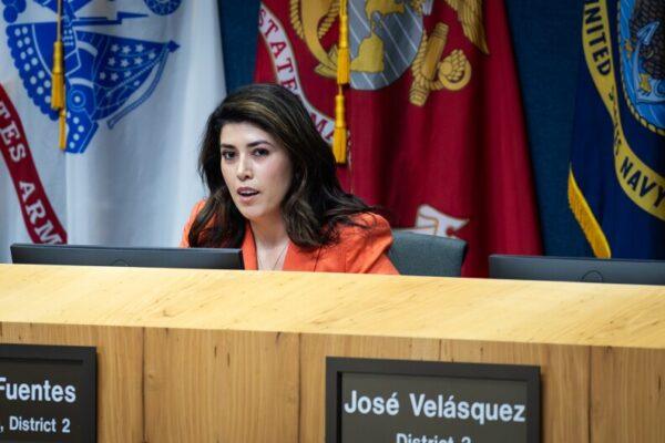 Austin City Council Member Vanessa Fuentes asks questions as the council discusses the city budget proposal on Tuesday, July 15, 2025, at Austin City Hall.