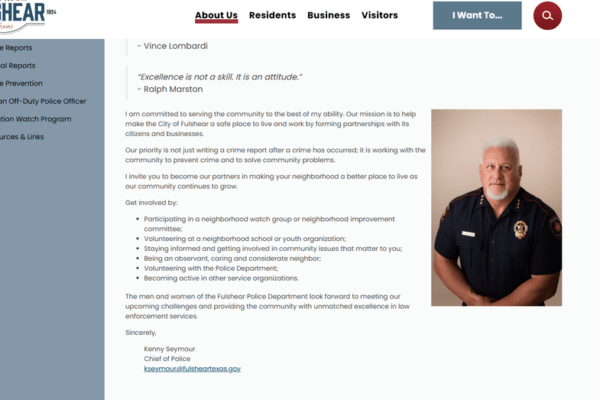 Fulshear Police Chief Dismissed Amid Misconduct Allegations